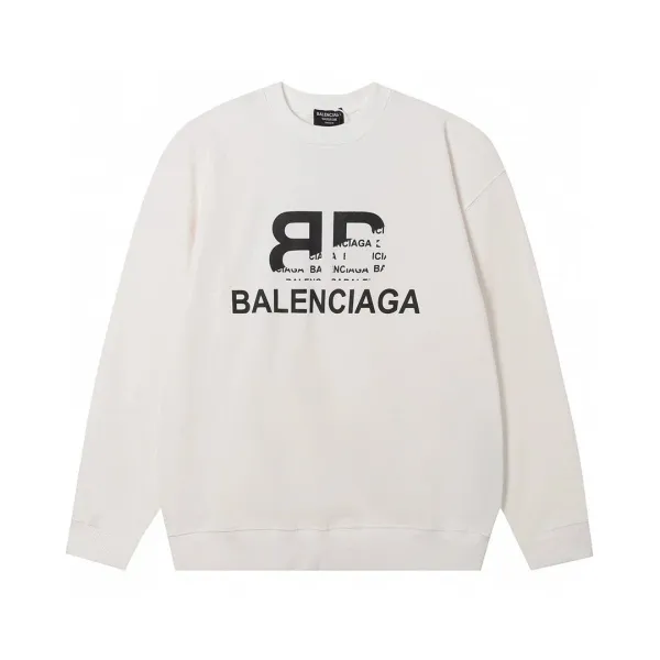 Balenciaga BB Logo Print Off-White Sweatshirt - 1