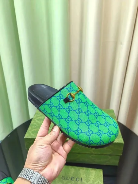 Gucci Princetown GG Green Web Mule Slippers - 1