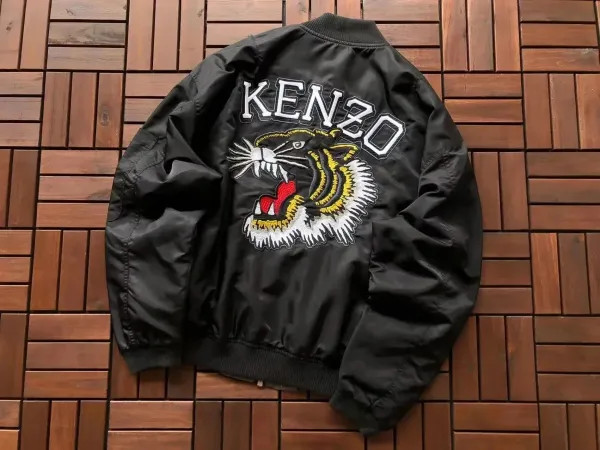 Kenzo Tiger Embroidered Bomber Jacket Black - 1