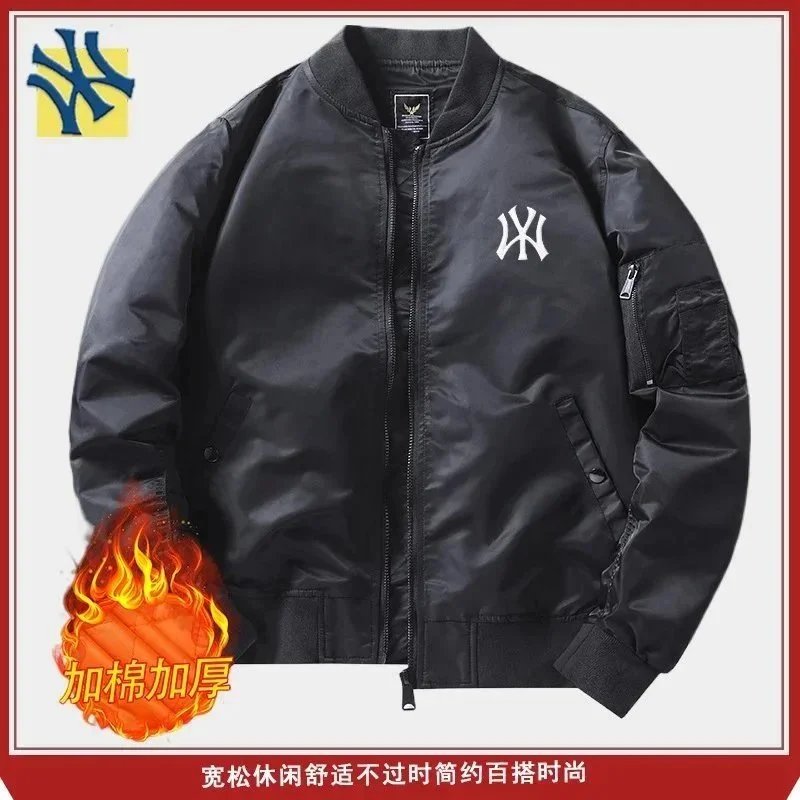 New York Yankees x Bomber Jacket Black Fleece-Lined Outerwear - 1