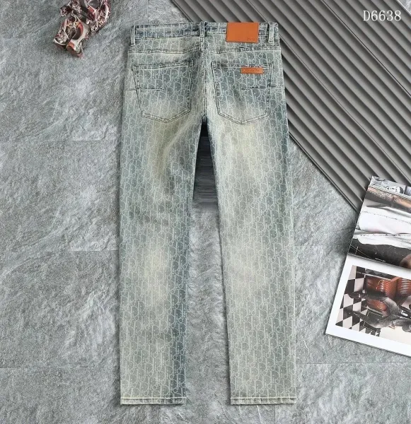 Dior Oblique Print Distressed Slim-Fit Jeans - 1