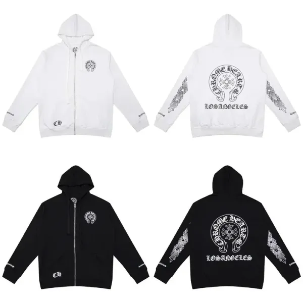 Chrome Hearts Los Angeles Zip-Up Hoodie White and Black - 1