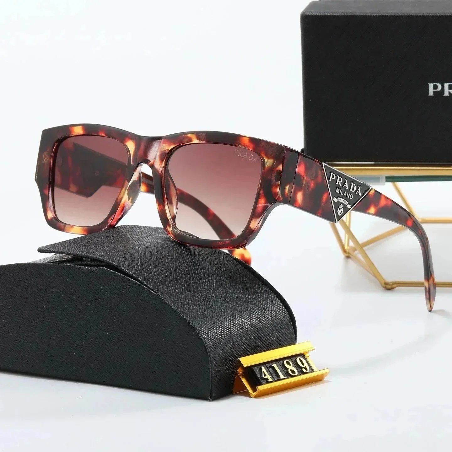 Prada Square Tortoiseshell Sunglasses with Triangle Logo - 1