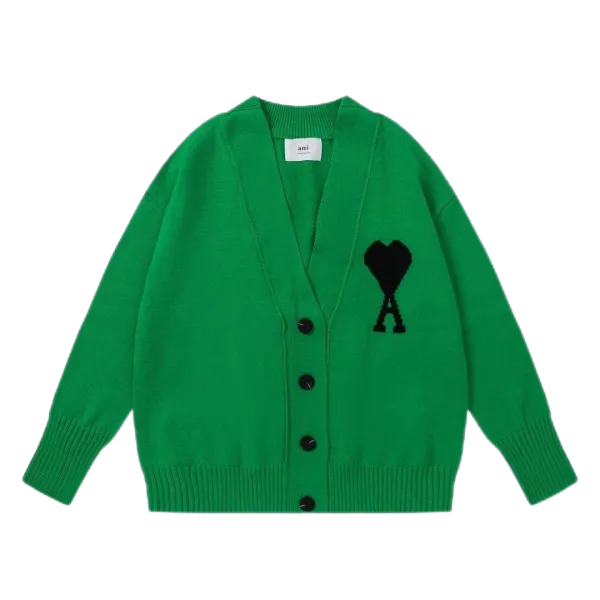 Ami Paris Heart Logo Cardigan Yellow - 4