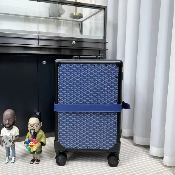 Goyard Saint Louis Expandable Blue Canvas Suitcase - 1
