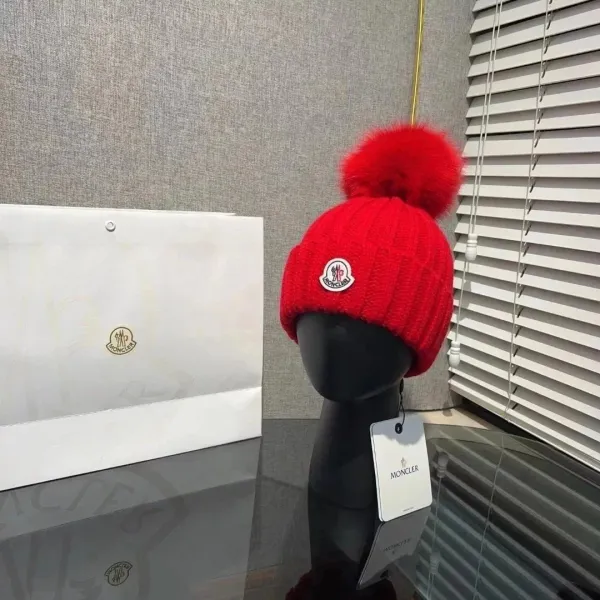 Moncler Beanie with Fur Pom-Pom Yellow Hat - 5