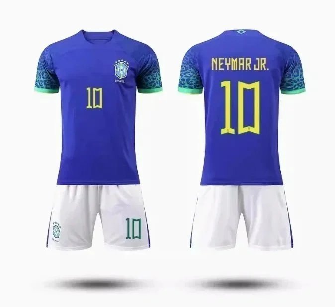 Brazil National Team Inspired Jersey Set Blue/White Activewear - 6