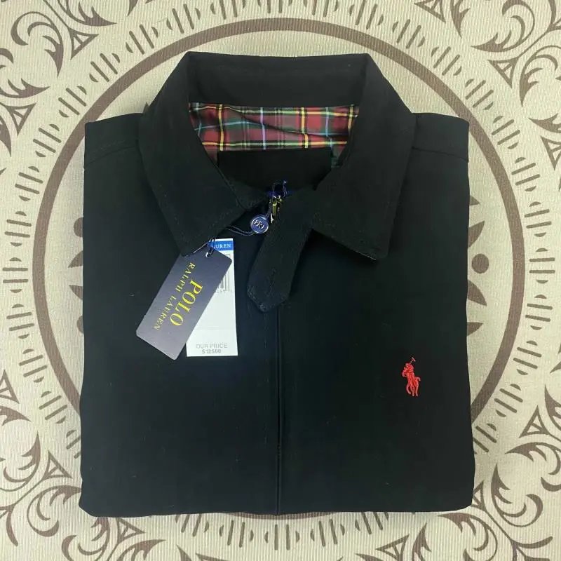 Polo Ralph Lauren Classic Cotton Twill Jacket White with Burgundy Collar - 10