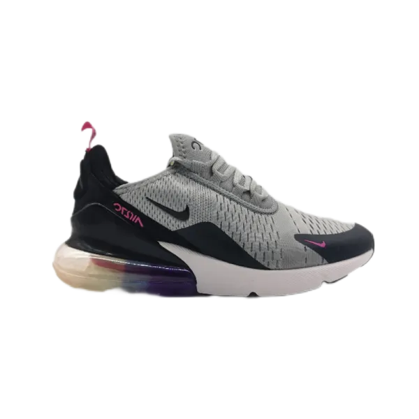 Nike Air Max 270 React Gray Black Pink Running Shoes - 1
