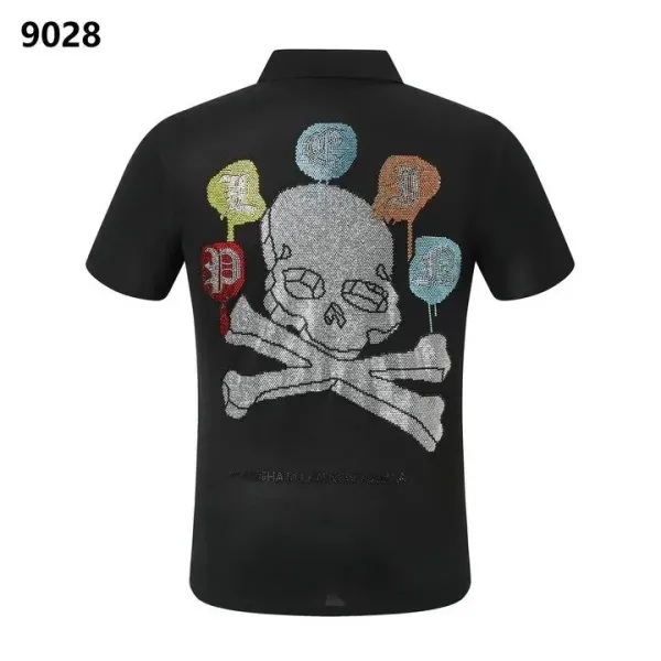 Philipp Plein Skull Crystal Embellished Black Polo - 1