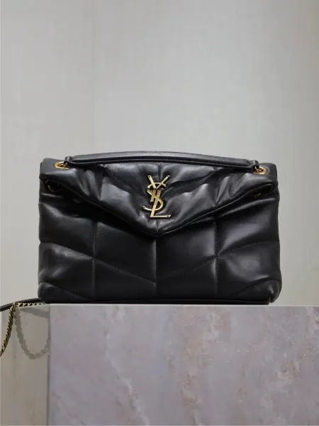 Saint Laurent Kate Small Croc-Embossed Black Chain Bag - 5