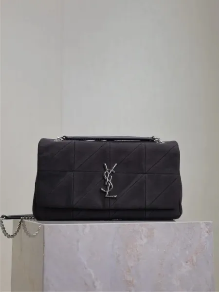 Saint Laurent Loulou Quilted Black Canvas Shoulder Bag - 1