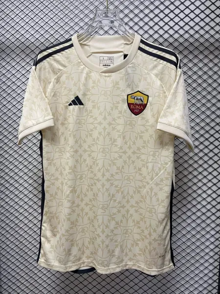 Adidas Roma 2023-24 Third Jersey Beige Patterned Jersey - 1