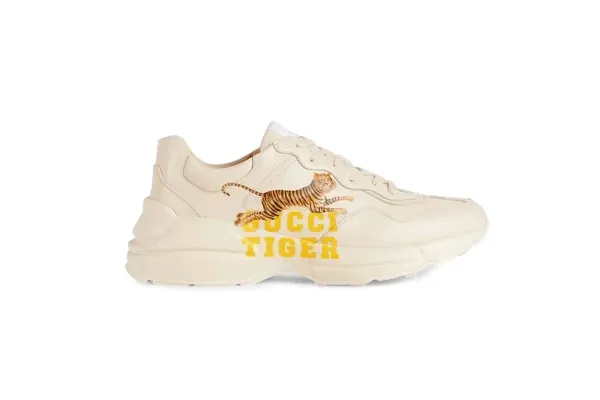 Gucci Rhyton Tiger Print Beige Chunky Sneakers - 1