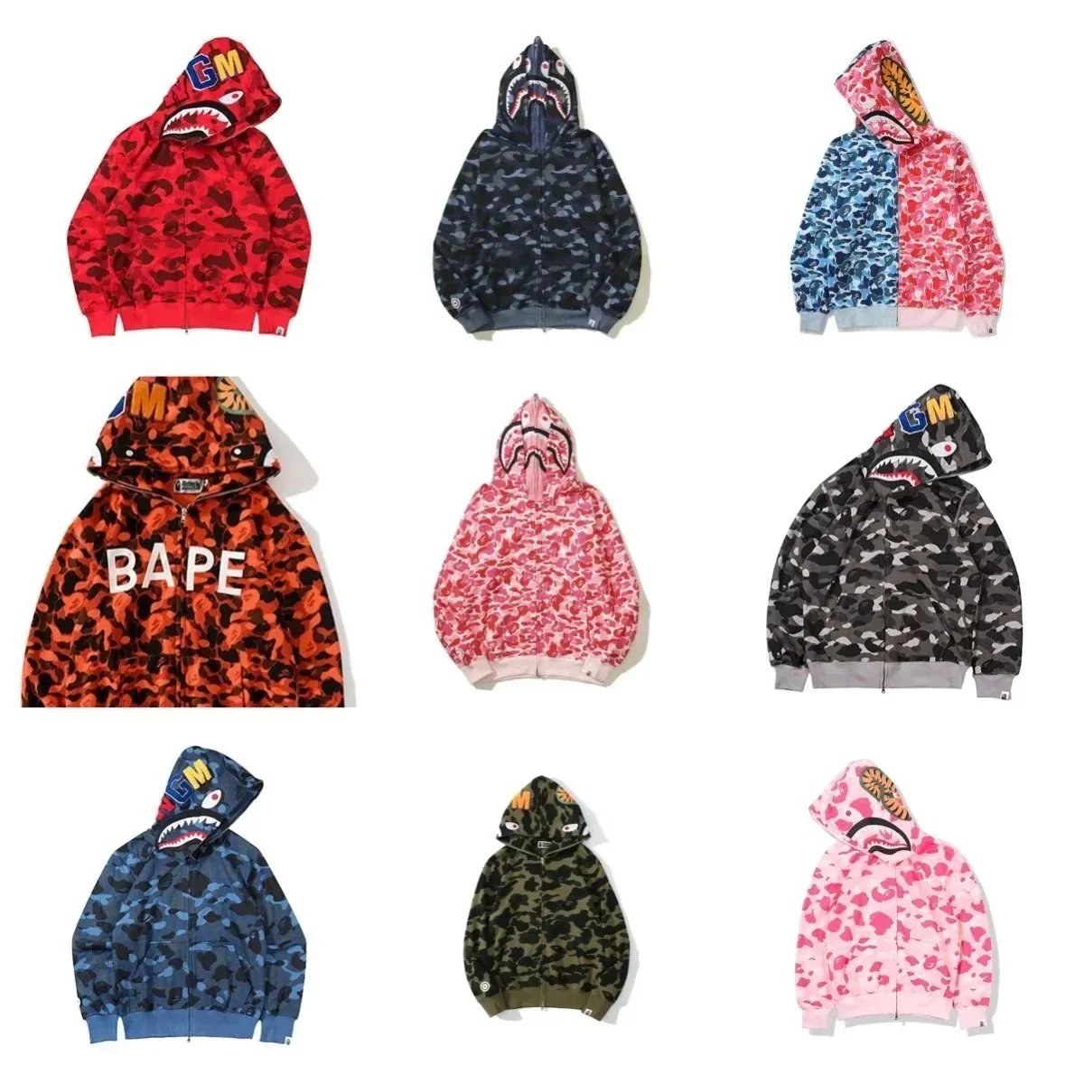 A Bathing Ape ABC Camo Shark Hoodie Army Green - 5