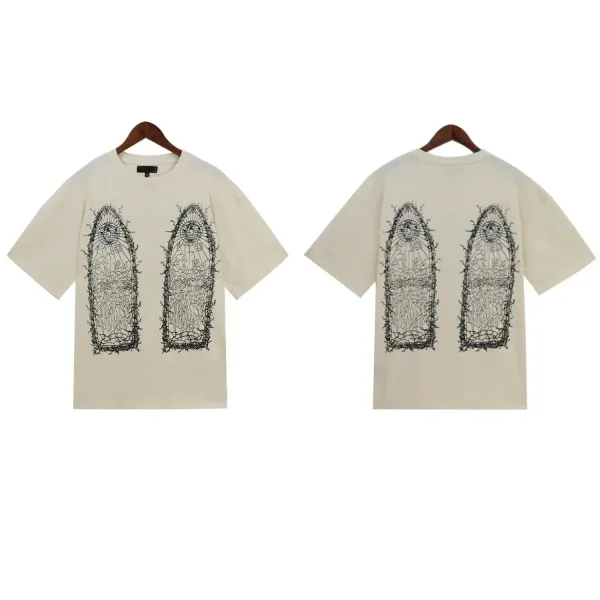 Design Gothic Stained Glass Window Print Beige T-Shirt - 1