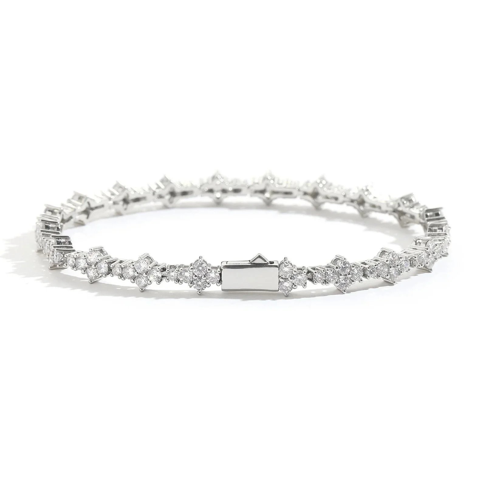 Diamond Tennis Bracelet Silver Tone - 1