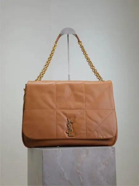 Saint Laurent Loulou Quilted Tan Leather Chain Shoulder Bag - 1