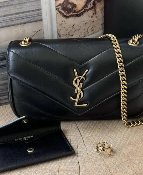 Saint Laurent Loulou Small Chain Bag Black Leather Shoulder Bag - 1