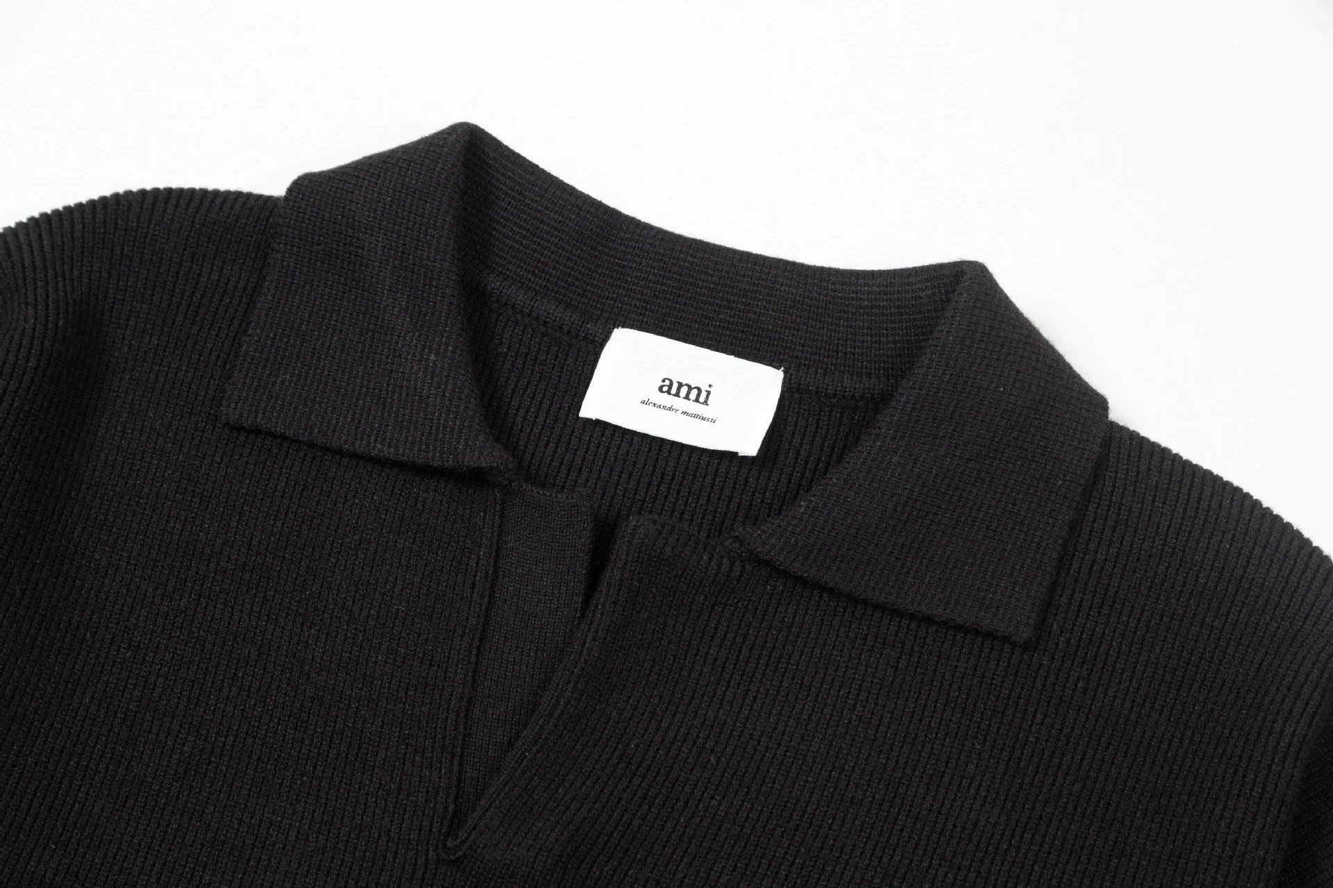 Ami Alexandre Mattiussi Heart Logo Ribbed Polo Cream - 4