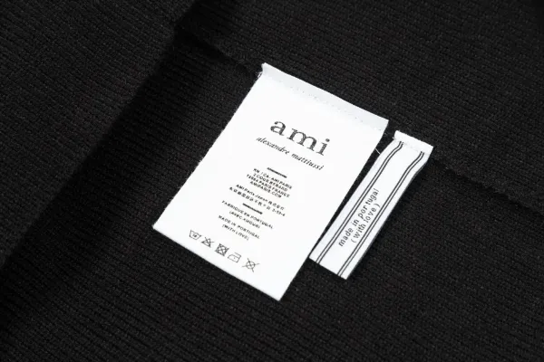 Ami Alexandre Mattiussi Heart Logo Ribbed Polo Cream - 9