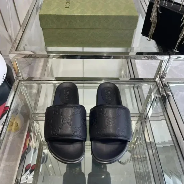 Gucci GG Marmont Slide Sandals Black Slippers - 1