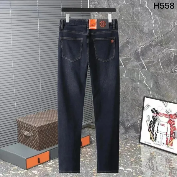 Hermès Jeans Navy Blue Straight-Leg Denim Pants - 1