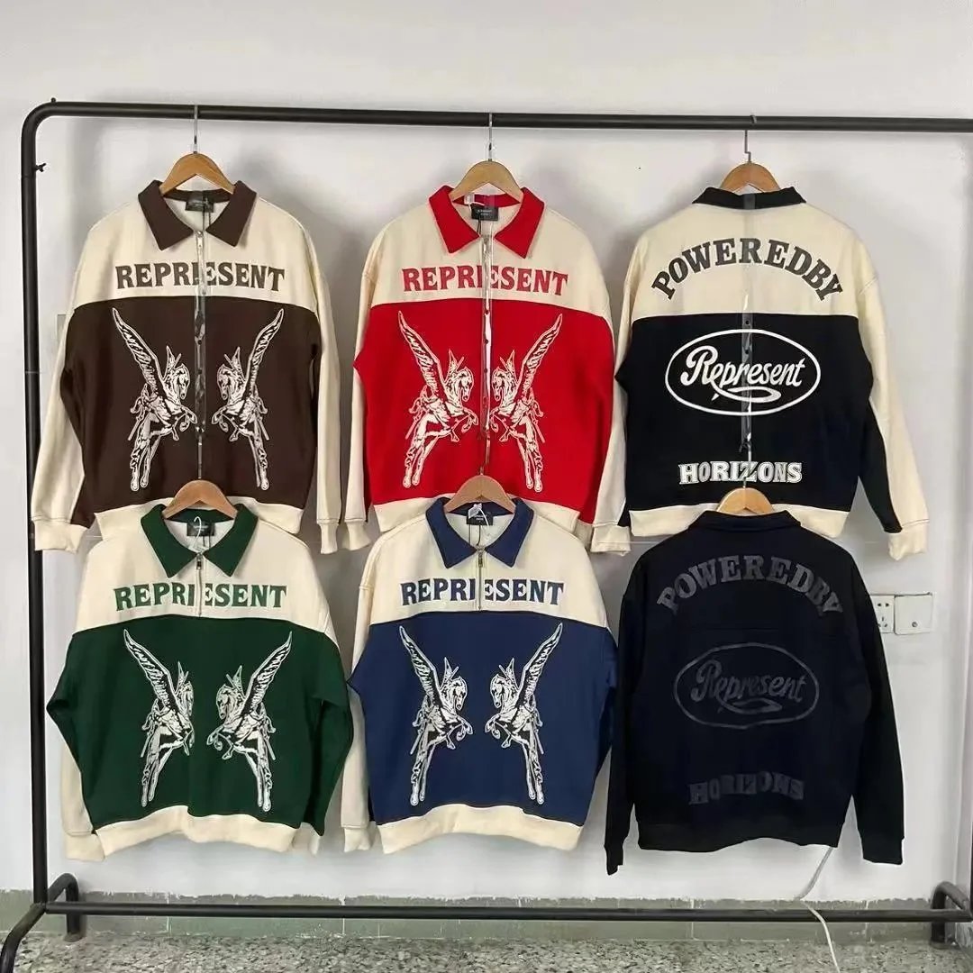Represent Pegasus Half-Zip Sweatshirt Beige and Brown - 3