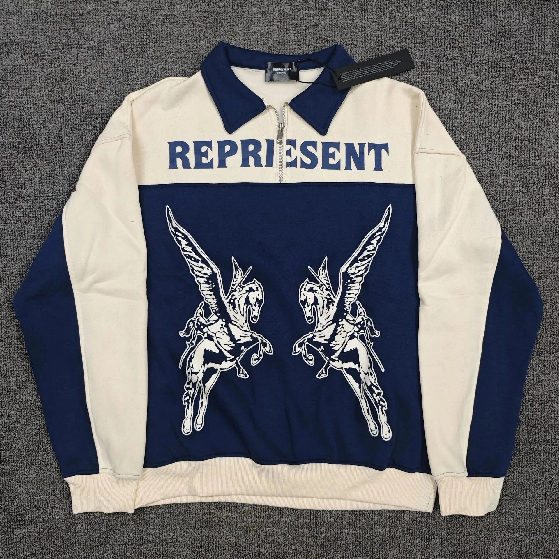 Represent Pegasus Half-Zip Sweatshirt Beige and Brown - 7