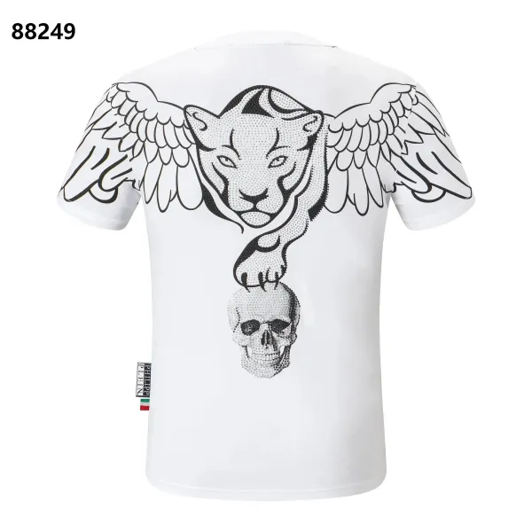 Philipp Plein Winged Panther Crystal-Embellished White T-Shirt - 1