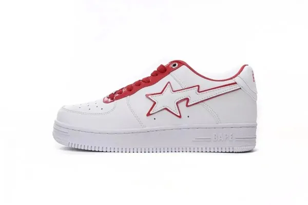 A Bathing Ape Bape Sta Low Red Outline White Sneakers - 1
