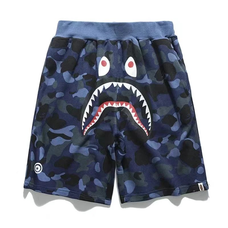 A Bathing Ape Shark Face Graphic Shorts Gray - 5