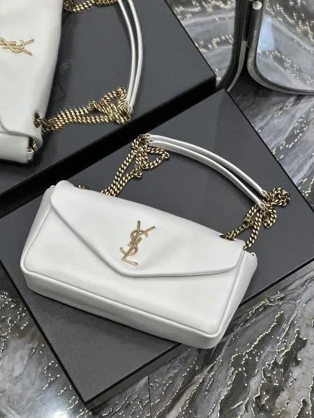 Saint Laurent Loulou Mini Chain Bag White Shoulder Bag - 1
