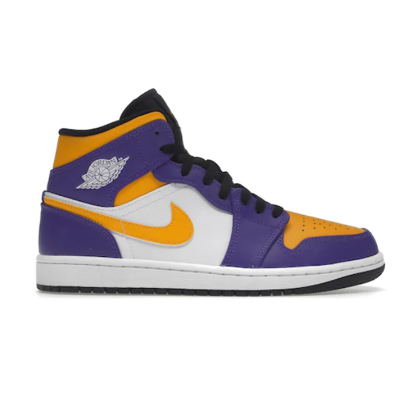 Air Jordan 1 Mid Lakers Purple Yellow Sneakers