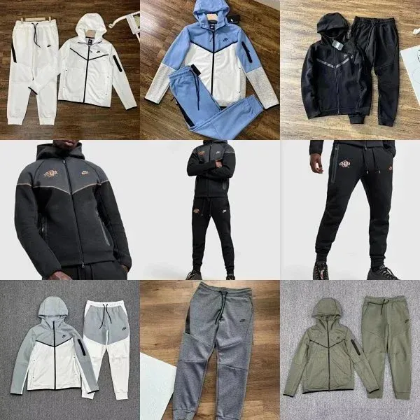 Nike Tech Fleece Windrunner Hoodie and Joggers Set Gray/Black Tracksuit - 2