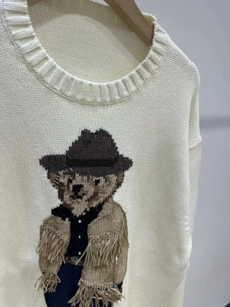 Ralph Lauren Polo Bear Cowboy Sweater Ivory - 12