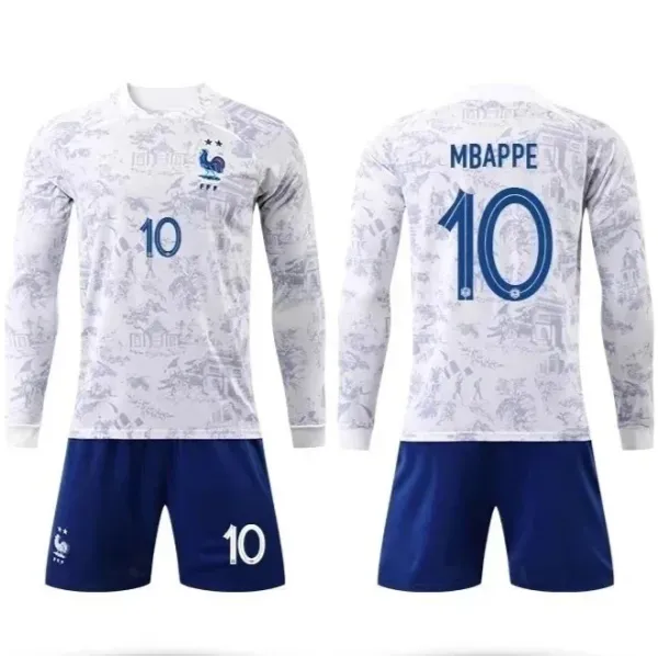 France National Team Mbappé #10 Away Jersey Set White/Navy - 1