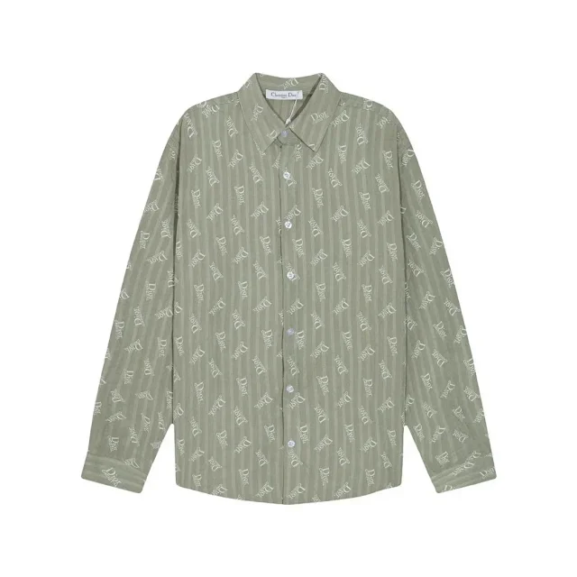 Dior Shirts Striped logo-print long-sleeve button-up shirt product detail image 4
