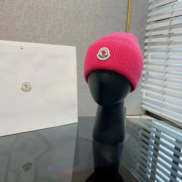 Moncler Logo Beanie Pink Hat - 1
