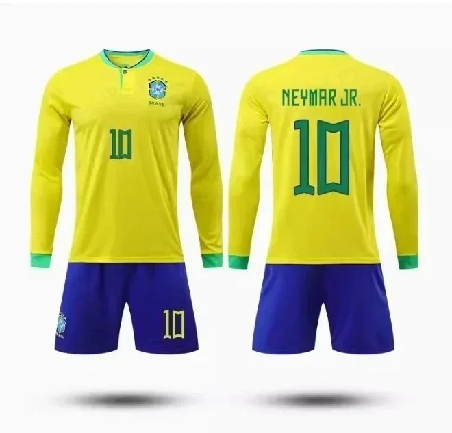 Brazil National Team Inspired Jersey Set Blue/White Activewear - 5