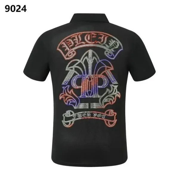 Philipp Plein Bear Crystal Embroidered Black Polo - 9