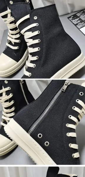 Rick Owens DRKSHDW Canvas High-Top Boot Beige - 6