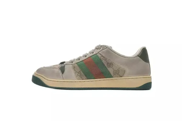 Gucci Rhyton Web Stripe Beige Suede Sneakers - 1