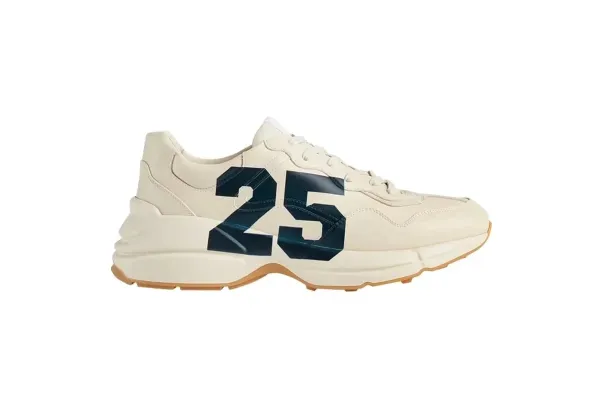 Gucci Rhyton 25 White and Navy Sneakers - 1
