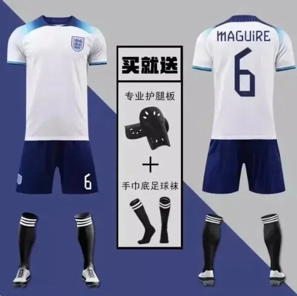 England National Team Away Kit 2023 White/Navy Jersey Set with Maguire #6 - 1