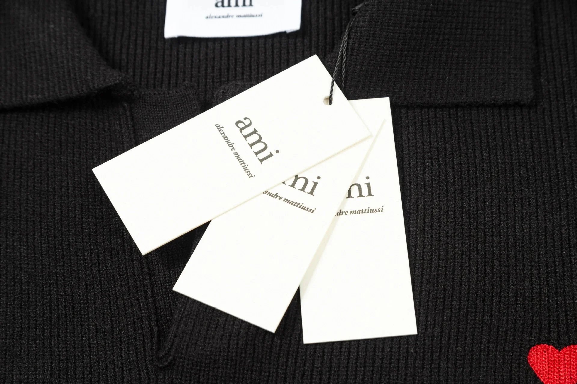 Ami Alexandre Mattiussi Heart Logo Ribbed Polo Cream - 7