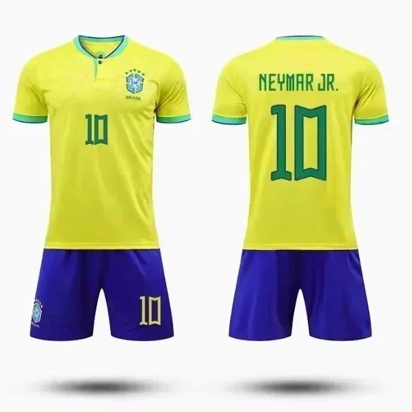 Brazil National Team Inspired Jersey Set Blue/White Activewear - 4