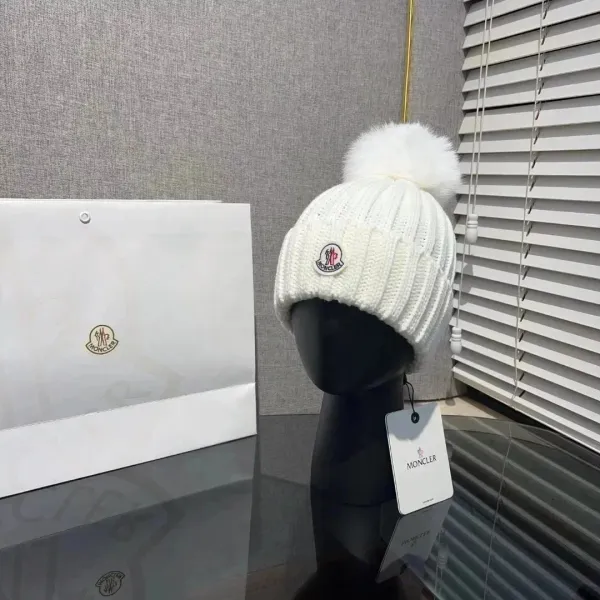 Moncler Beanie with Fur Pom-Pom Yellow Hat - 4