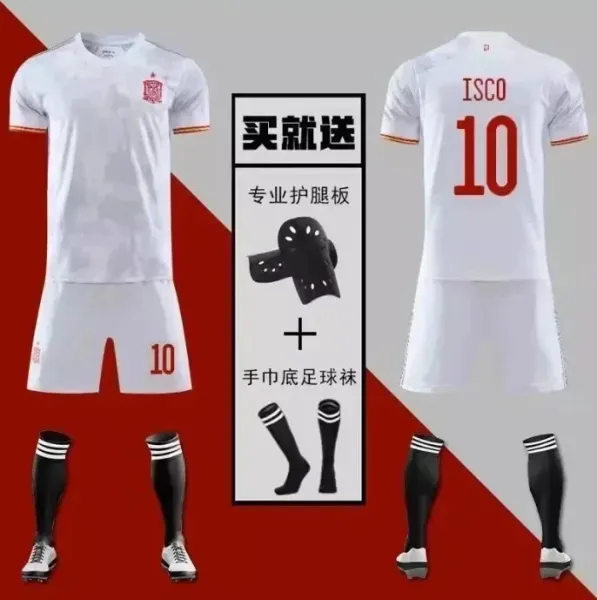 Spain National Team 2020 Away Kit White Jersey Set with Isco #10 - 1