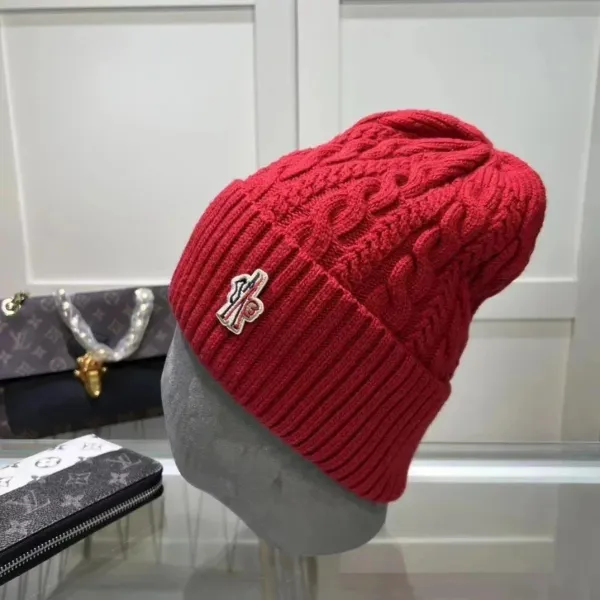 Moncler Grenoble Cable-Knit Beanie Red - 1